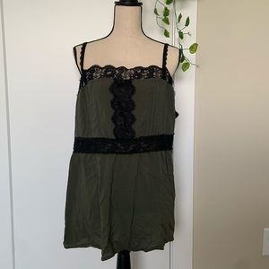 Torrid Olive Green Eyelash Lace Trim Tank